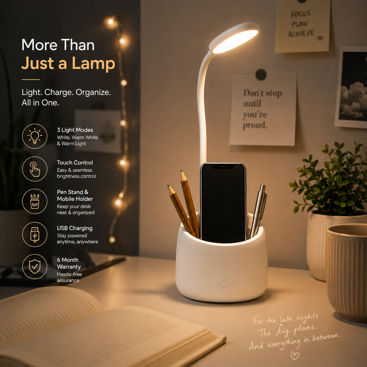 Multi-Functional Rechargeable LED Study Lamp