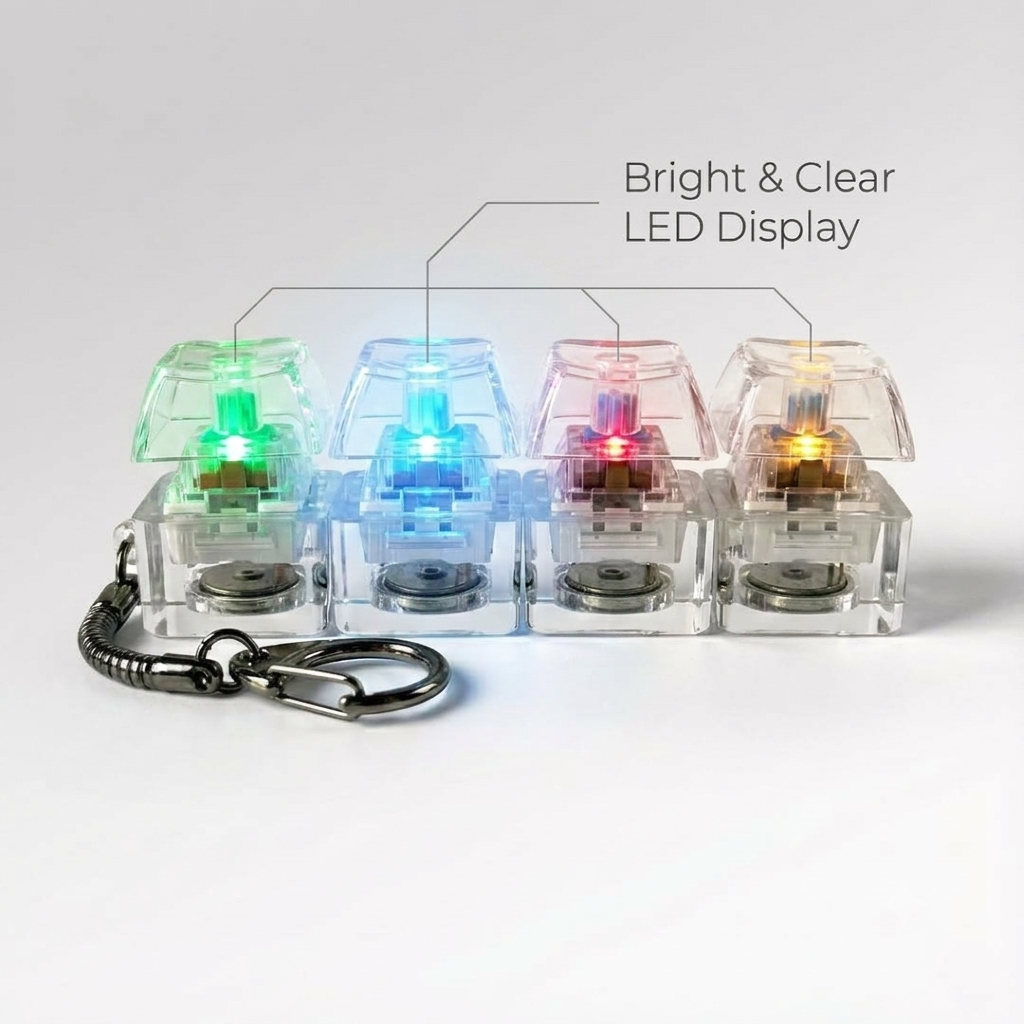 Mechanical Keyboard Switch Fidget Keychain with LED Glow