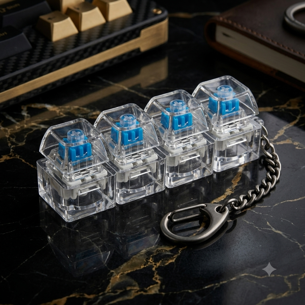 Mechanical Keyboard Switch Fidget Keychain with LED Glow